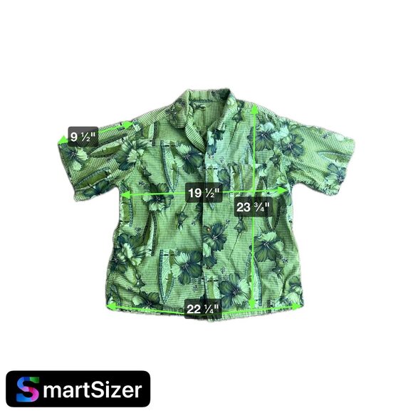 Vtg Hawaiian Shirt Mens L Floral Surf Hibiscus Green Short Sleeve Made in Hawaii - Picture 2 of 5